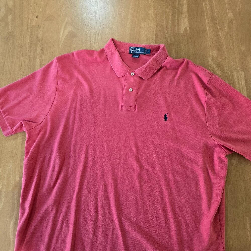 Polo Ralph Lauren Men's Short Sleeve 2-Button Polo Shirt Pony Logo Light Red XXL